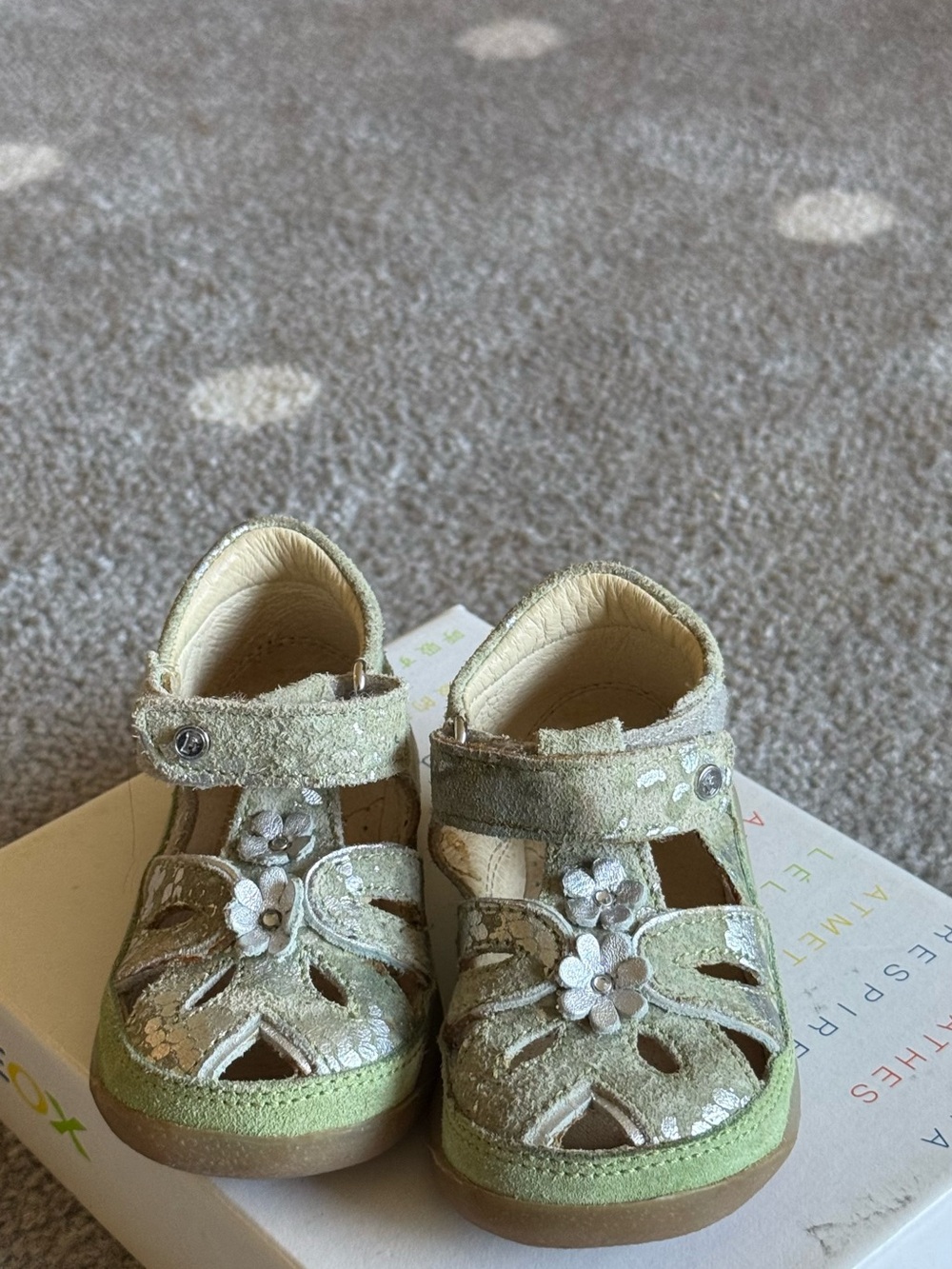 Falcotto Light Green Floral Toddler Sandals